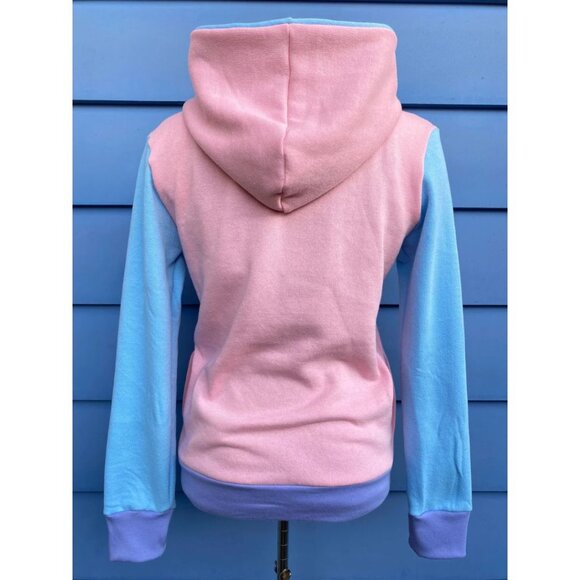 Cotton Candy Upcycled Hoodie with Pockets Sweatshirt One-Of-A-Kind MungoCrafts - Picture 5 of 5